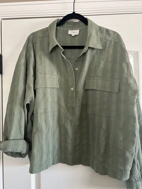 Lou & Grey Sage Ribbed Collar Pullover